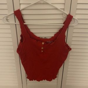 size medium lettuce edge red tank top with buttons